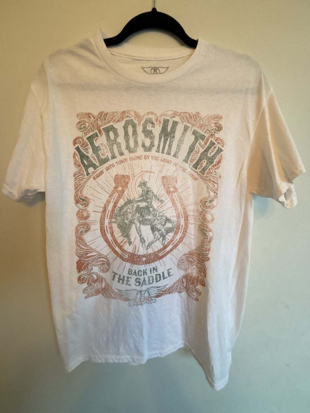 Aerosmith Back In The Saddle Graphic T-Shirt White Size L Goodie Two Sleeves